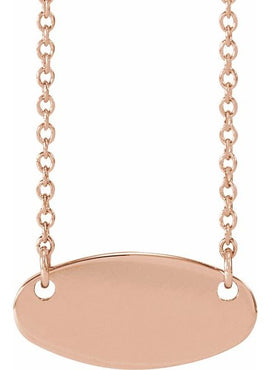 14K White Gold Engravable Oval 16