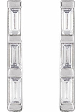 14K White Gold 1/8 CTW Natural Diamond Bar Earrings