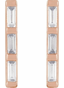 14K White Gold 1/8 CTW Natural Diamond Bar Earrings