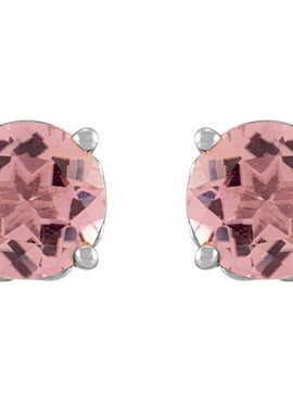 14K Rose Gold 5 mm Natural Pink Tourmaline Earrings