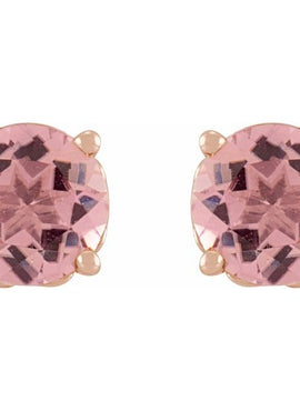 14K Rose Gold 5 mm Natural Pink Tourmaline Earrings