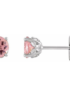 14K Rose Gold 5 mm Natural Pink Tourmaline Earrings