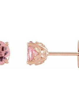 14K Rose Gold 5 mm Natural Pink Tourmaline Earrings