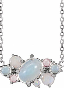 Sterling Silver Natural Multi-Gemstone Scattered 16-18