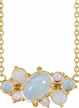 Sterling Silver Natural Multi-Gemstone Scattered 16-18