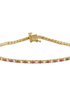 14K Yellow Gold Natural Ruby & 5/8 CTW Natural Diamond Line 7 1/4
