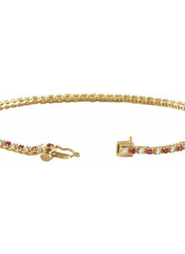 14K Yellow Gold Natural Ruby & 5/8 CTW Natural Diamond Line 7 1/4