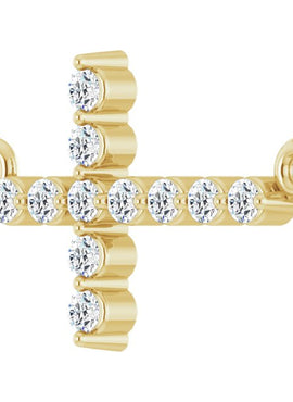 14K White Gold 1/4 CTW Natural Diamond Sideways Cross 16-18