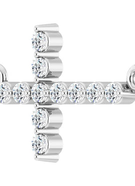14K White Gold 1/4 CTW Natural Diamond Sideways Cross 16-18