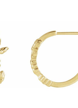 14K Yellow Gold Left Floral Hoop Earring