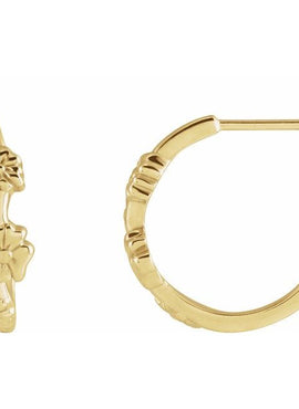 14K Yellow Gold Left Floral Hoop Earring