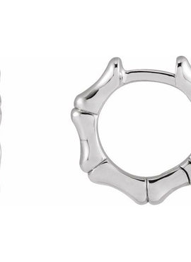 Platinum Hinged Bamboo 12 mm Hoop Earrings