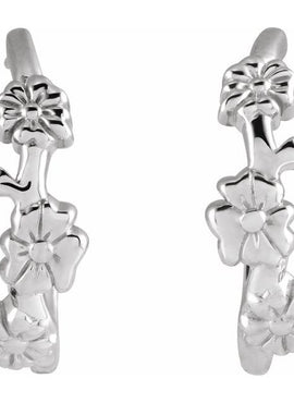 14K Yellow Gold Left Floral Hoop Earring