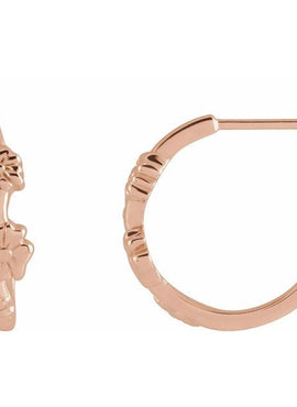 14K Yellow Gold Left Floral Hoop Earring