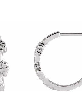 14K Yellow Gold Left Floral Hoop Earring