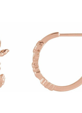 14K Yellow Gold Left Floral Hoop Earring