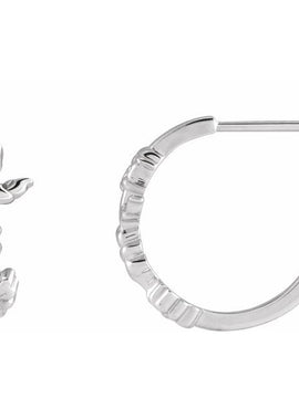 14K Yellow Gold Left Floral Hoop Earring