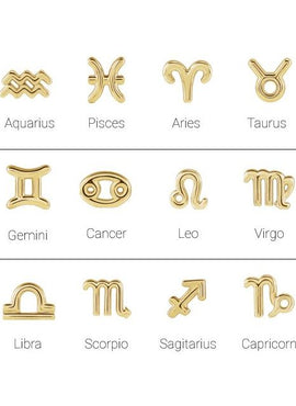 14K Yellow Gold Aquarius Zodiac Earrings