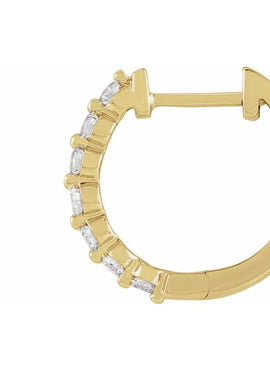 14K Yellow Gold 1/5 CTW Natural Diamond Hinged 15.25 mm Hoop Earrings