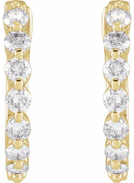 14K Yellow Gold 1/5 CTW Natural Diamond Hinged 15.25 mm Hoop Earrings