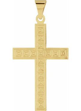 14K Yellow Gold 25.9x12 mm Geometric Cross Pendant