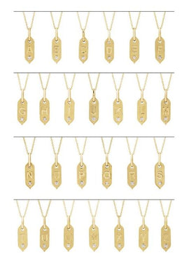 14K Yellow Gold .05 CT Natural Diamond Initial A 16-18