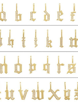 14K Yellow Gold .05 CTW Natural Diamond Gothic Initial A Charm/Pendant
