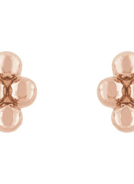 14K White Gold 4 Beads Stud Earrings