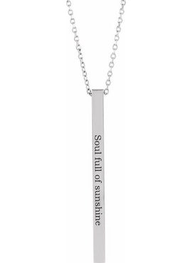 14K Yellow Gold Engravable Four-Sided Bar Pendant