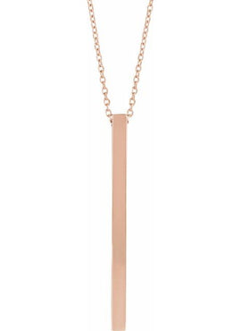 14K Yellow Gold Engravable Four-Sided Bar Pendant