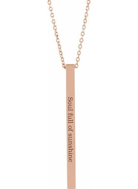 14K Yellow Gold Engravable Four-Sided Bar Pendant