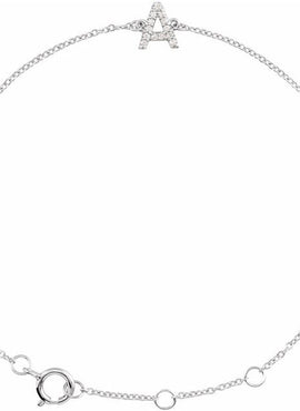 14K White Gold 1/10 CTW Natural Diamond Initial A 6-7