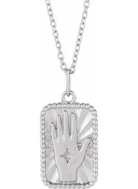 14K Yellow Gold 20.2x9.42 mm Hamsa Hand Tarot Pendant