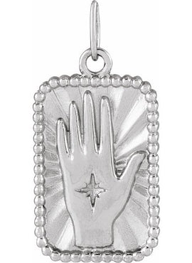 14K Yellow Gold 20.2x9.42 mm Hamsa Hand Tarot Pendant