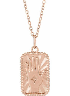 14K Yellow Gold 20.2x9.42 mm Hamsa Hand Tarot Pendant