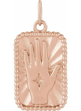 14K Yellow Gold 20.2x9.42 mm Hamsa Hand Tarot Pendant