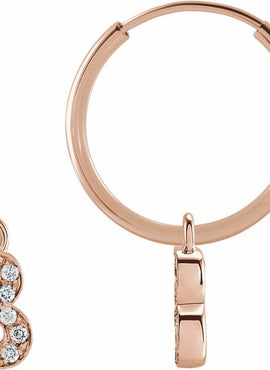 14K Yellow Gold .05 CTW Natural Diamond Single Initial D Hoop Earring