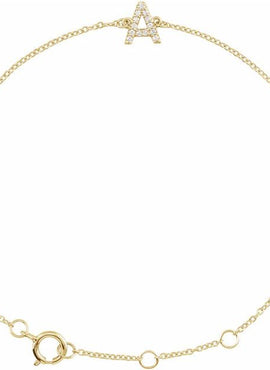 14K White Gold 1/10 CTW Natural Diamond Initial A 6-7