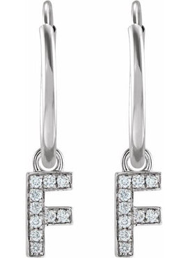14K Yellow Gold .05 CTW Natural Diamond Single Initial D Hoop Earring
