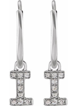 14K Yellow Gold .05 CTW Natural Diamond Single Initial D Hoop Earring