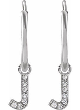 14K Yellow Gold .05 CTW Natural Diamond Single Initial D Hoop Earring