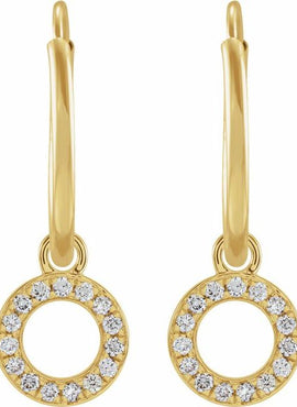 14K Yellow Gold .05 CTW Natural Diamond Single Initial D Hoop Earring