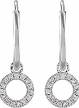 14K Yellow Gold .05 CTW Natural Diamond Single Initial D Hoop Earring
