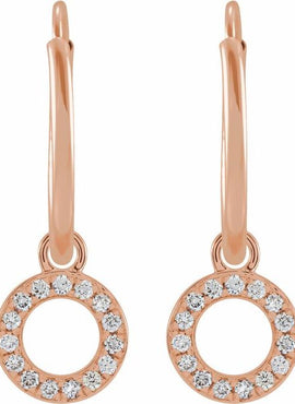 14K Yellow Gold .05 CTW Natural Diamond Single Initial D Hoop Earring