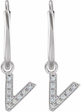 14K Yellow Gold .05 CTW Natural Diamond Single Initial D Hoop Earring