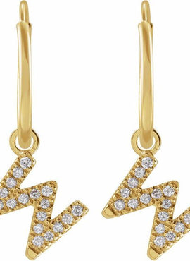 14K Yellow Gold .05 CTW Natural Diamond Single Initial D Hoop Earring