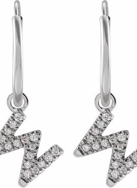 14K Yellow Gold .05 CTW Natural Diamond Single Initial D Hoop Earring