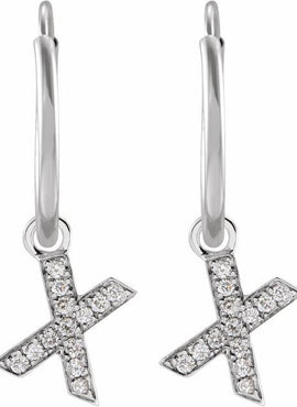 14K Yellow Gold .05 CTW Natural Diamond Single Initial D Hoop Earring