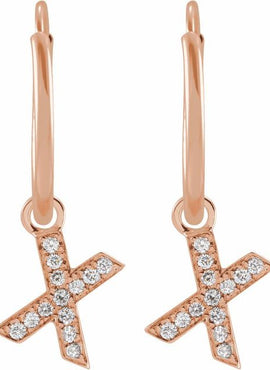 14K Yellow Gold .05 CTW Natural Diamond Single Initial D Hoop Earring