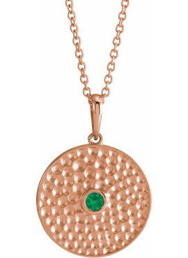 14K Rose Gold Lab-Grown Alexandrite Beaded Disc 16-18